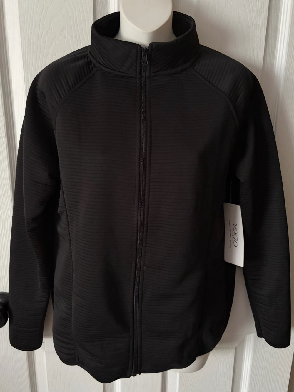 🆕 Vogo Black Full Zip Ribbed Yoga Jacket Women’s Size M